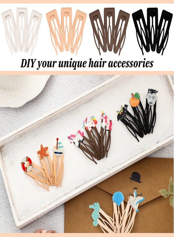 Geosar 40 Pieces Snap Hair Clips Grip Hair Metal Barrettes for Women Snap Double Clip Pins Accessories for Women Making Salon(Black, Dark Brown, Beige, Cream) - Image 5